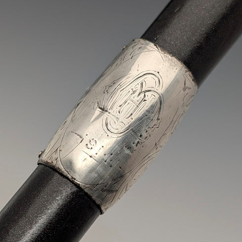 1913 年英國古董男士弧形手柄純銀裝飾手杖 92 公分 J Howell&Co Ltd